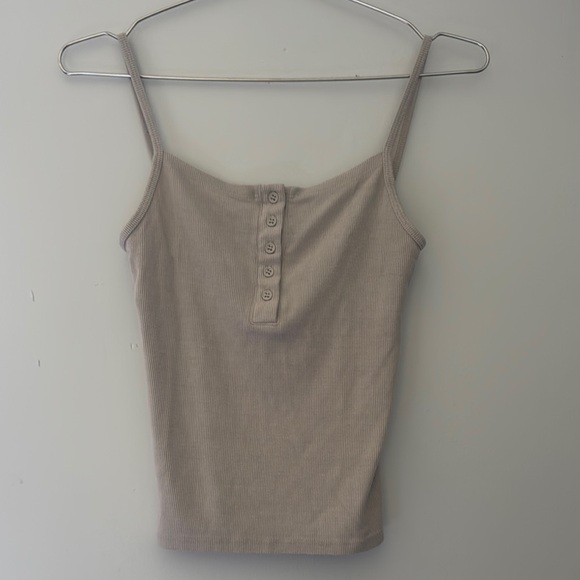 Joah Brown Beige Ribbed Tank Top - Picture 1 of 4